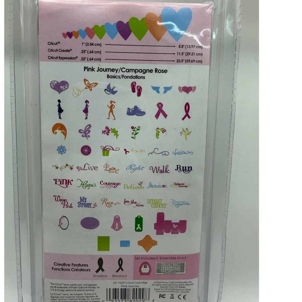 Cricut Cartridge Pink Journey Campagne Rose Pink Solutions 50 Shapes New